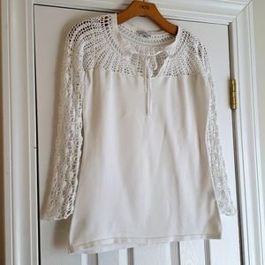 White Cache light crochet sweater